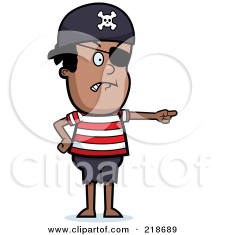 Royalty-Free (RF) Clipart Illustration of a Black Male Pirate Pointing by Cory Thoman
