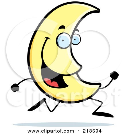 Royalty-Free (RF) Clipart Illustration of a Crescent Moon Running by Cory Thoman