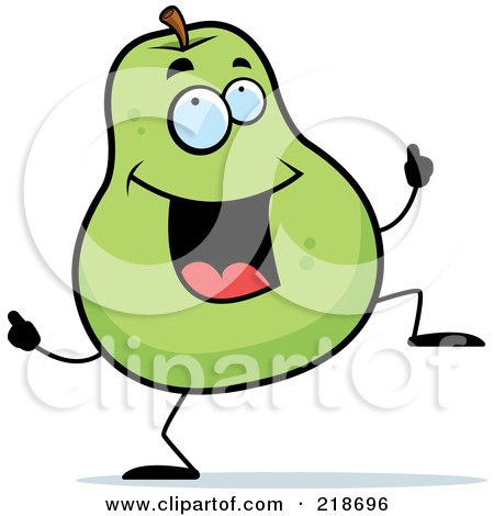 Royalty-Free (RF) Clipart Illustration of a Happy Pear Character Dancing by Cory Thoman