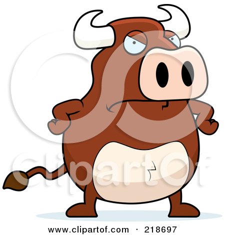 Royalty-Free (RF) Clipart Illustration of a Mad Bull With His Hands On His Hips by Cory Thoman