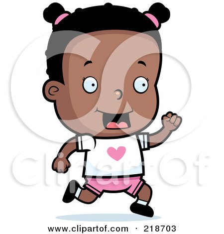 Royalty-Free (RF) Clipart Illustration of a Happy Black Girl Running by Cory Thoman