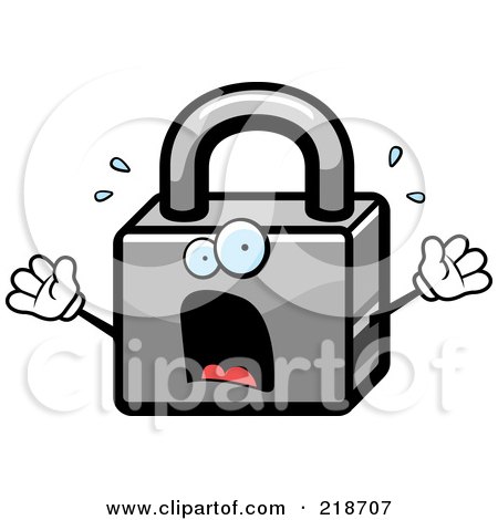 Royalty-Free (RF) Clipart Illustration of a Panicked Padlock Freaking Out by Cory Thoman