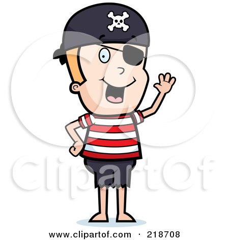 Royalty-Free (RF) Clipart Illustration of a Blond Male Pirate Waving by Cory Thoman