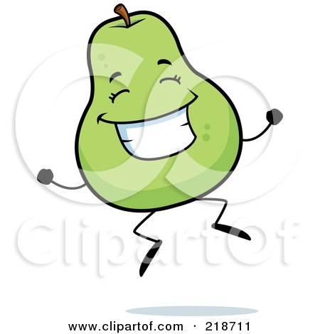 Royalty-Free (RF) Clipart Illustration of a Happy Pear Character Jumping by Cory Thoman