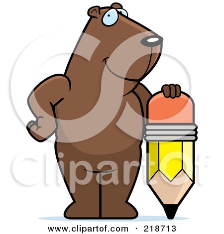 Royalty-Free (RF) Clipart Illustration of a Big Groundhog Standing By A Pencil by Cory Thoman