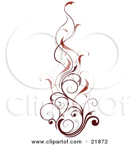 Clipart Picture Illustration of a Vertical Red Vine With Dark Red Stems, Over White by OnFocusMedia