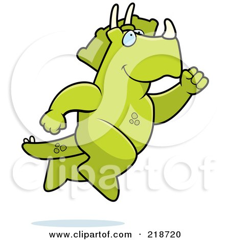 Royalty-Free (RF) Clipart Illustration of a Big Triceratops Leaping by Cory Thoman