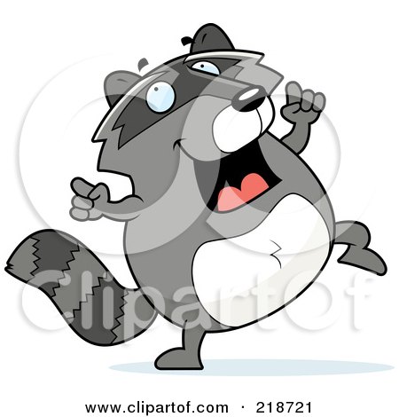 Royalty-Free (RF) Clipart Illustration of a Plump Raccoon Doing A Happy Dance by Cory Thoman