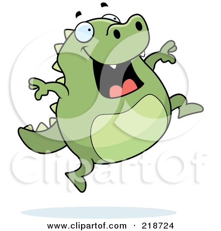 Royalty-Free (RF) Clipart Illustration of a Happy Lizard Jumping by Cory Thoman