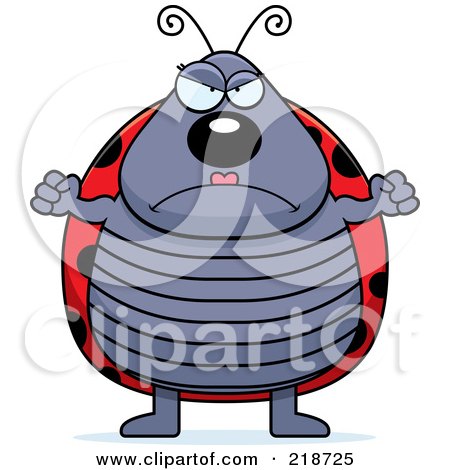 Royalty-Free (RF) Clipart Illustration of a Plump Ladybug Waving Her Fists In Anger by Cory Thoman