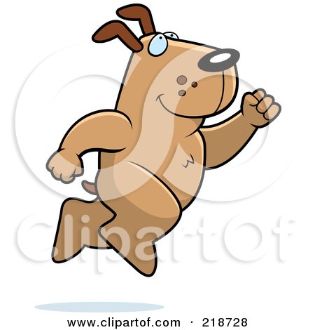 Royalty-Free (RF) Clipart Illustration of a Big Dog Leaping by Cory Thoman