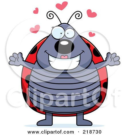 Royalty-Free (RF) Clipart Illustration of a Plump Ladybug Waiting For A Hug by Cory Thoman