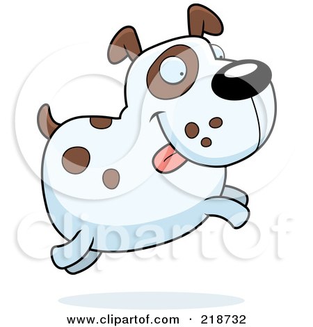 Royalty-Free (RF) Clipart Illustration of a Chubby Spotted Dog Jumping by Cory Thoman