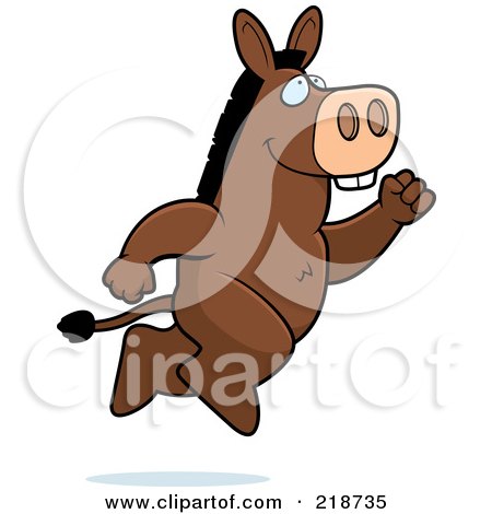 Royalty-Free (RF) Clipart Illustration of a Big Donkey Leaping by Cory Thoman