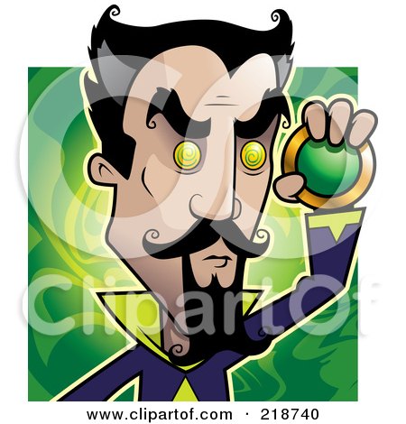 Royalty-Free (RF) Clipart Illustration of an Evil Hypnotist Holding A Medalian by Cory Thoman