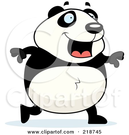 Royalty-Free (RF) Clipart Illustration of a Happy Panda Walking by Cory Thoman