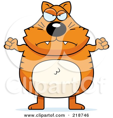 Royalty-Free (RF) Clipart Illustration of a Plump Orange Cat Waving His Fists by Cory Thoman