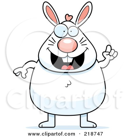 Royalty-Free (RF) Clipart Illustration of a Plump White Rabbit With An Idea by Cory Thoman