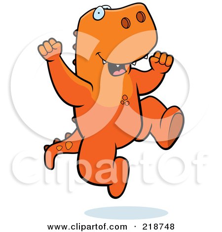 Royalty-Free (RF) Clipart Illustration of a Happy T Rex Jumping by Cory Thoman