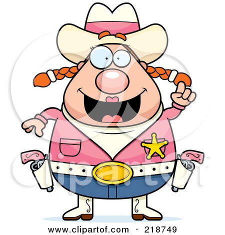 Royalty-Free (RF) Clipart Illustration of a Plump Cowgirl With An Idea by Cory Thoman