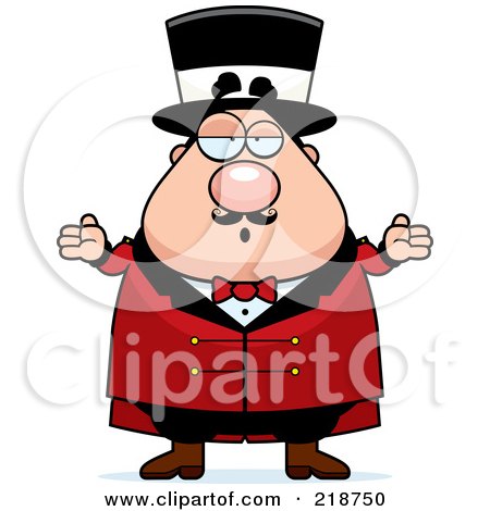 Royalty-Free (RF) Clipart Illustration of a Plump Circus Man Shrugging by Cory Thoman
