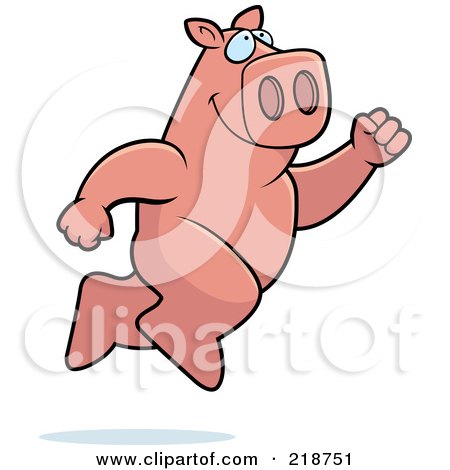 Royalty-Free (RF) Clipart Illustration of a Big Pig Leaping by Cory Thoman