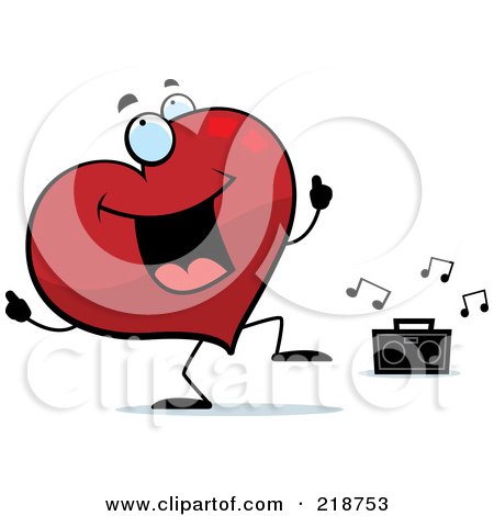 Royalty-Free (RF) Clipart Illustration of a Happy Heart Character Dancing by Cory Thoman