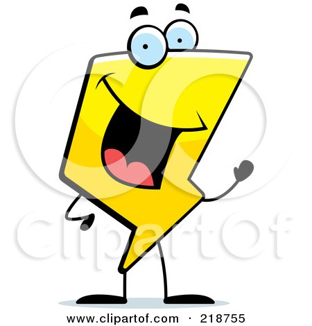 Royalty-Free (RF) Clipart Illustration of a Happy Lightning Character Waving by Cory Thoman