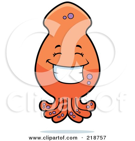 Royalty-Free (RF) Clipart Illustration of a Happy Orange Octopus Character Smiling by Cory Thoman