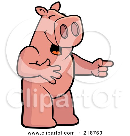 Royalty-Free (RF) Clipart Illustration of a Pig Laughing And Pointing by Cory Thoman