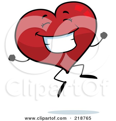 Royalty-Free (RF) Clipart Illustration of a Happy Heart Character Jumping by Cory Thoman