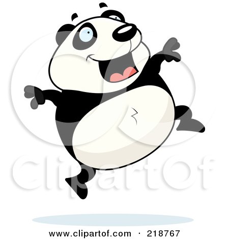 Royalty-Free (RF) Clipart Illustration of a Happy Panda Jumping by Cory Thoman