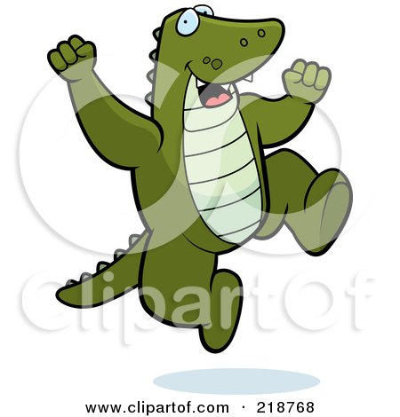 Royalty-Free (RF) Clipart Illustration of a Happy Alligator Jumping by Cory Thoman