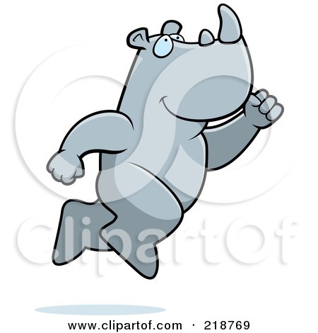 Royalty-Free (RF) Clipart Illustration of a Big Rhino Leaping by Cory Thoman