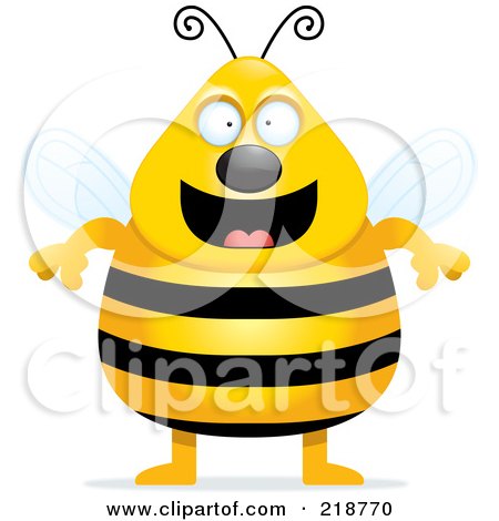 Royalty-Free (RF) Clipart Illustration of a Plump Black And White Bee by Cory Thoman