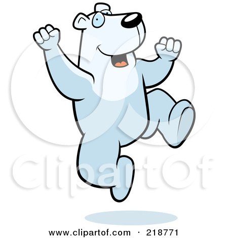 Royalty-Free (RF) Clipart Illustration of a Happy Polar Bear Jumping by Cory Thoman