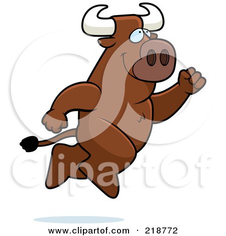 Royalty-Free (RF) Clipart Illustration of a Big Bull Leaping by Cory Thoman