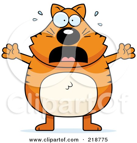 Royalty-Free (RF) Clipart Illustration of a Plump Orange Cat Stressing by Cory Thoman