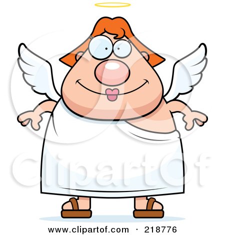Royalty-Free (RF) Clipart Illustration of a Red Haired Female Angel by Cory Thoman