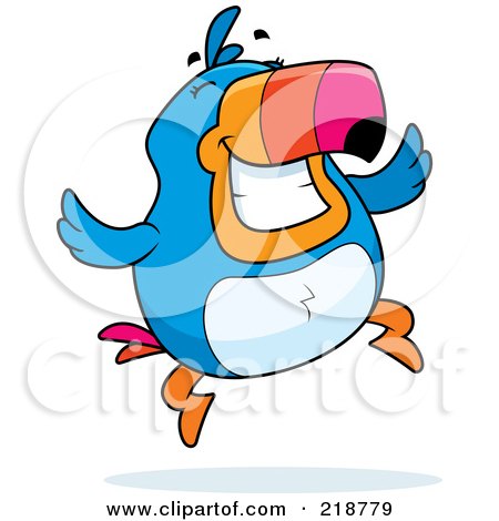 Royalty-Free (RF) Clipart Illustration of a Plump Toucan Jumping And Smiling by Cory Thoman
