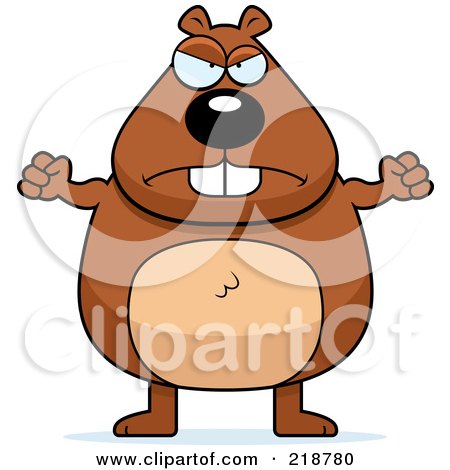 Royalty-Free (RF) Clipart Illustration of a Plump Beaver Waving His Fists by Cory Thoman