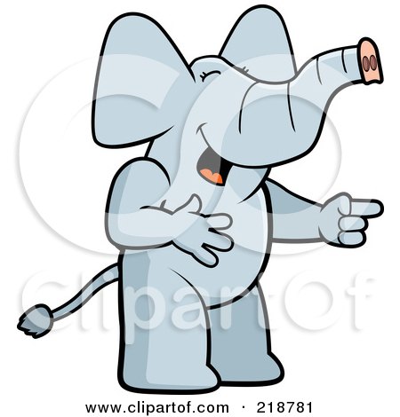 Royalty-Free (RF) Clipart Illustration of an Elephant Laughing And Pointing by Cory Thoman