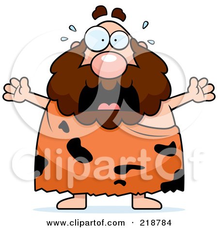 Royalty-Free (RF) Clipart Illustration of a Plump Caveman Freaking Out by Cory Thoman