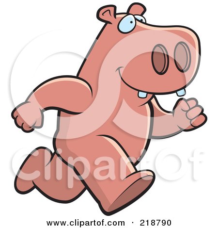 Royalty-Free (RF) Clipart Illustration of a Hippo Running Upright by Cory Thoman