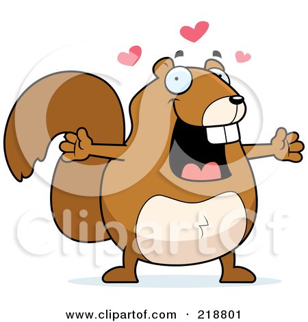 Royalty-Free (RF) Clipart Illustration of a Plump Squirrel With Open Arms by Cory Thoman