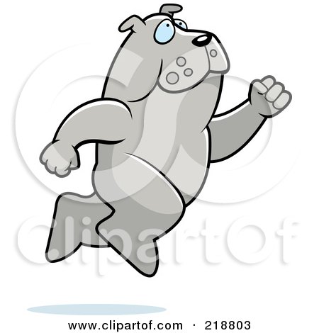 Royalty-Free (RF) Clipart Illustration of a Big Bulldog Leaping by Cory Thoman