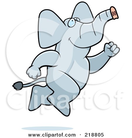 Royalty-Free (RF) Clipart Illustration of a Big Elephant Leaping by Cory Thoman