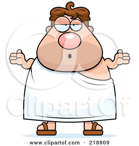 Royalty-Free (RF) Clipart Illustration of a Plump Frat Man Shrugging by Cory Thoman