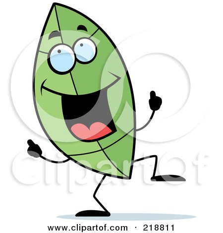 Royalty-Free (RF) Clipart Illustration of a Happy Leaf Dancing by Cory Thoman