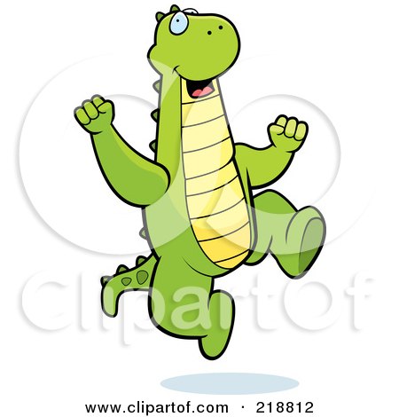 Royalty-Free (RF) Clipart Illustration of a Happy Dragon Jumping by Cory Thoman